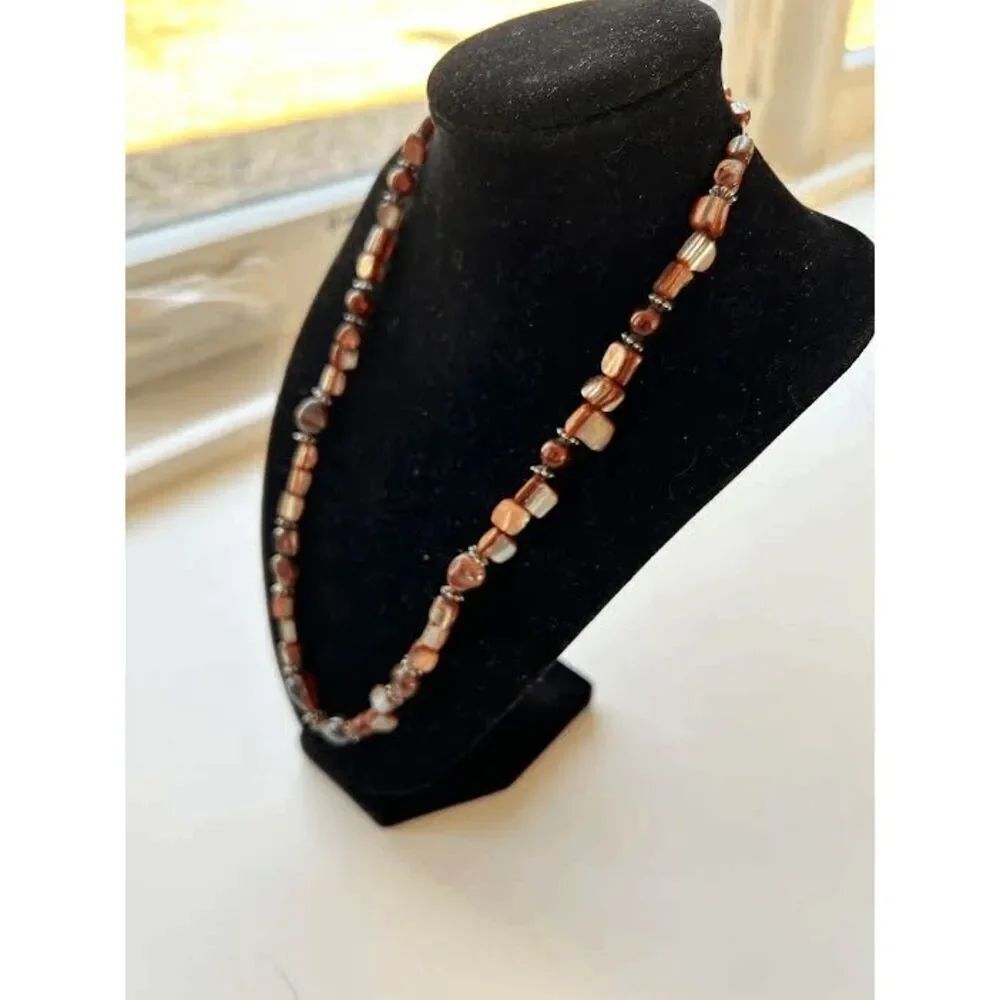 Artisan Made Raw Chocolate Dyed Mother of Pearl Beads and Blown Glass